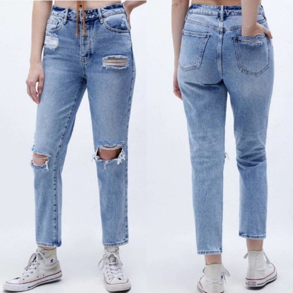 PACSUN Distressed Mom Jeans 90's Button Fly High Rise Size 28